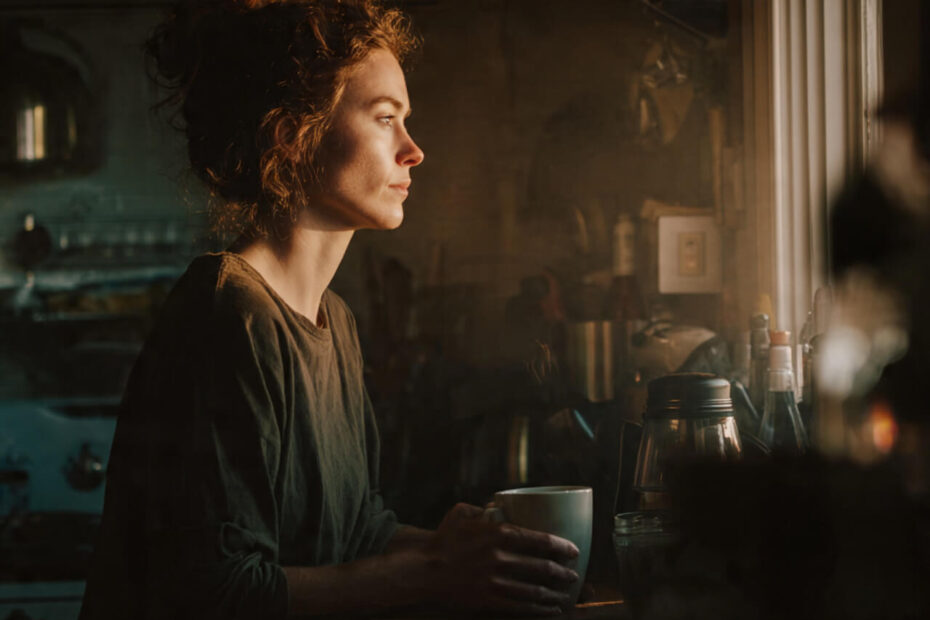 Person living on autopilot during morning routine feeling mentally absent and overwhelmed. Symbolizing how to stop living on autopilot